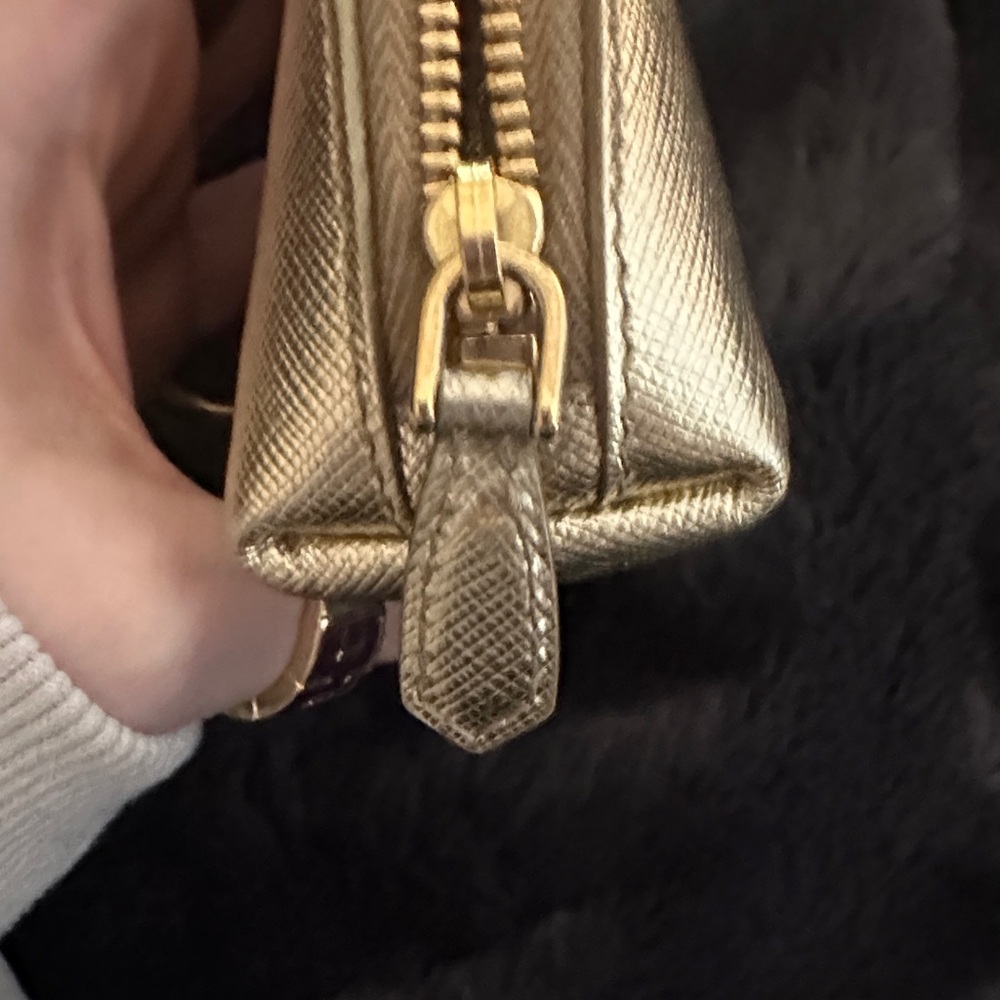 Prada Gold Saffiano Leather Coin Pouch with Chain Keyring - Picture 7 of 11